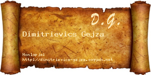Dimitrievics Gejza névjegykártya